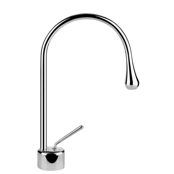 Gessi Goccia single-lever basin mixer with 90 mm radius spout, without pop-up waste, 174 mm projection, 360° swivel spout, 33601