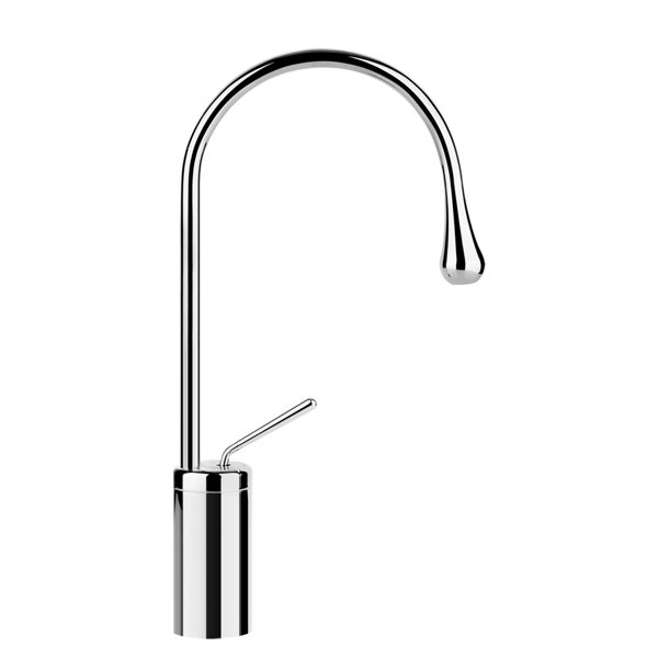 Gessi Goccia washbasin single lever mixer high version, with spout radius 90 mm, without pop-up waste, projection 174 mm, spout swivels 360 mm, 33604