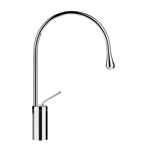 Gessi Goccia washbasin single lever mixer high version, with spout radius 125 mm, without pop-up waste, projection 244 mm, spout swivels 360°, 33605