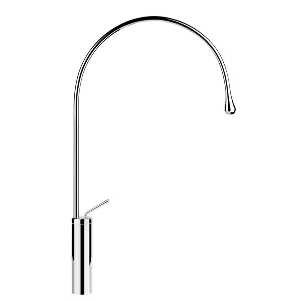 Gessi Goccia single lever mixer, high with spout radius 197 mm, 3/8 connection hoses, without drain projection 387 mm, spout swivels 360 mm, 33610