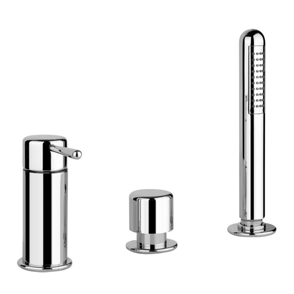 Gessi Goccia three-hole bath rim mixer, diverter for separate bath spout, metal shower hose without ...