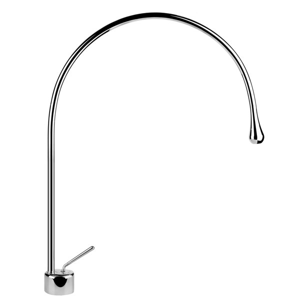 Gessi Goccia single-lever basin mixer with spout radius 197 mm, without pop-up waste, 387 mm projection, customisable rotation angle, 33804