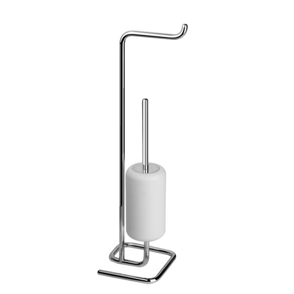 Gessi Goccia stand combination paper roll holder and toilet brush set in GRES white, 38067