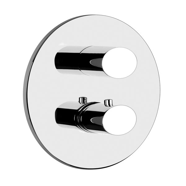 Gessi Ovale, ready-mounted set, for concealed thermostat, 2-way on-off diverter cartridge, outlets t...