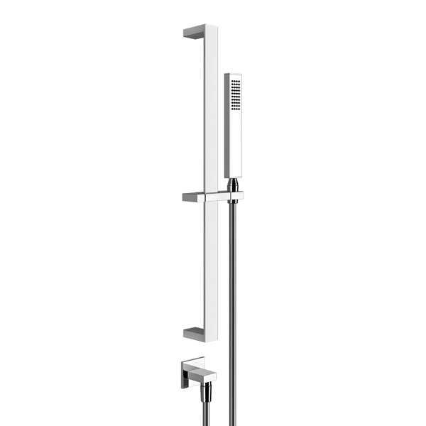 Gessi Rettangolo shower set with anti-limestone shower head, with wall connection elbow, 20142