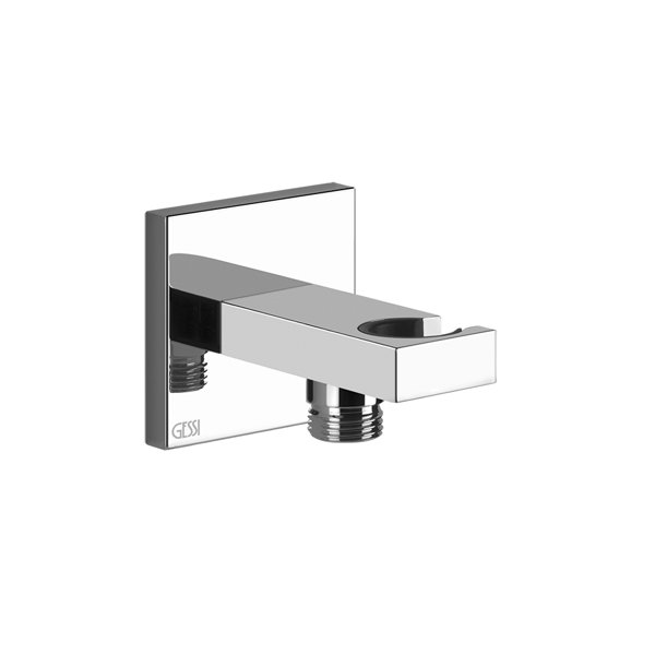 Gessi Rettangolo wall connection elbow 1/2 and bracket for hand shower, intrinsically safe, 20161