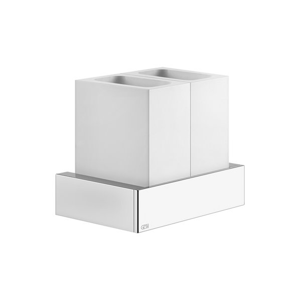 Gessi Rettangolo accessories double glass holder for wall mounting, cup white, 20810