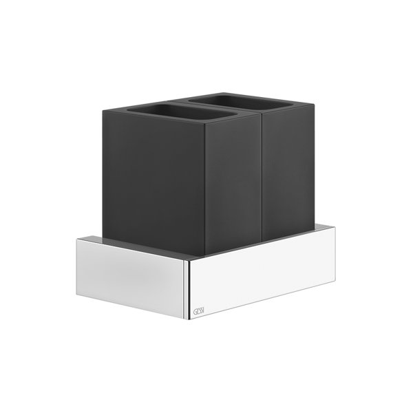 Gessi Rettangolo accessories double glass holder for wall mounting, cup black, 20811