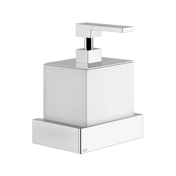 Gessi Rettangolo accessories wall mounted soap dispenser, white container, 20813