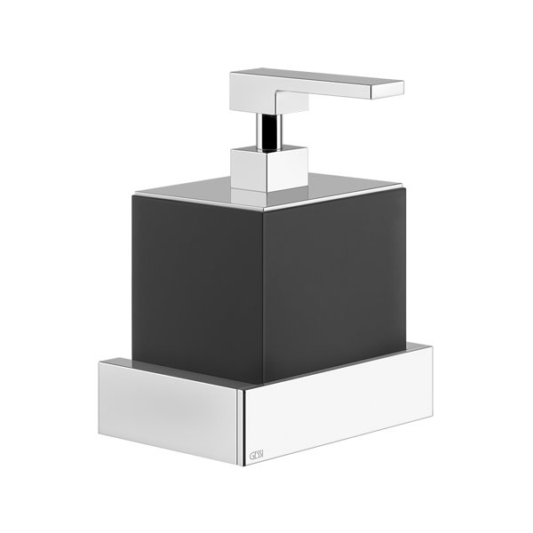 Gessi Rettangolo accessories wall mounted soap dispenser, black container, 20814