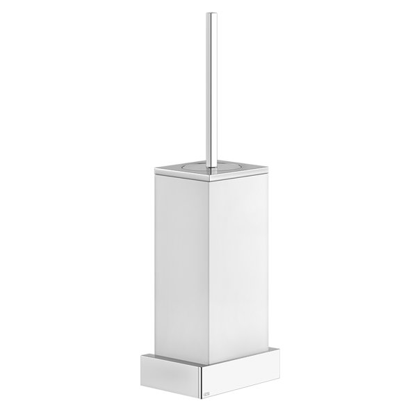 Gessi Rettangolo accessories wall-mounted toilet brush set, white container, 20819