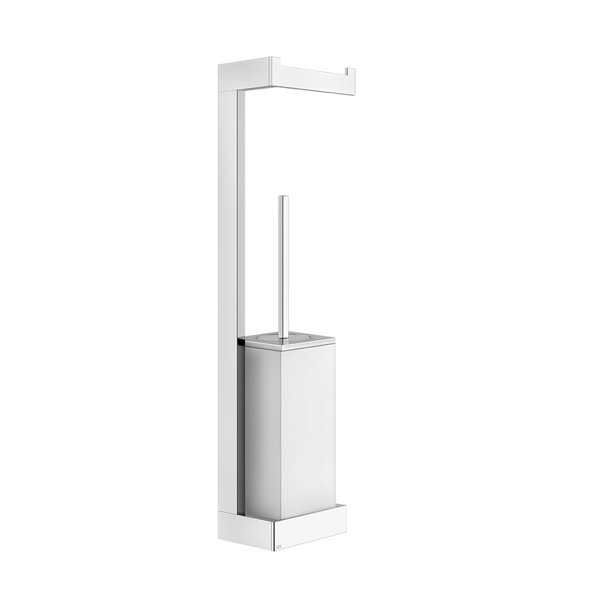 Gessi Rettangolo accessories combination with paper roll holder and toilet brush set white, wall mou...