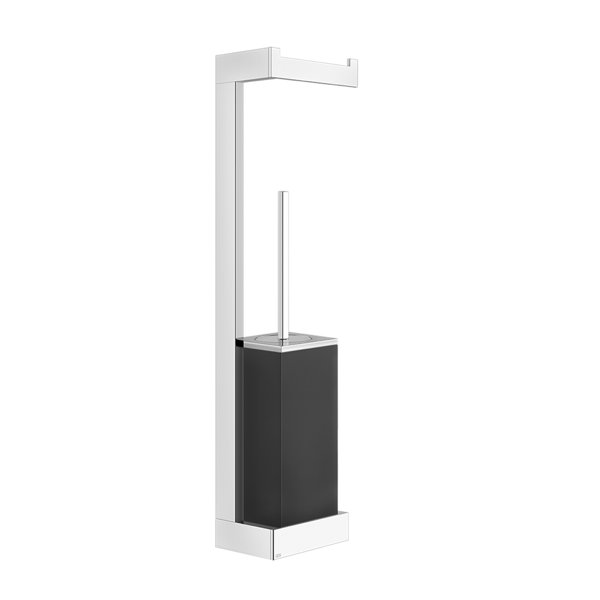 Gessi Rettangolo accessories combination with paper roll holder and toilet brush set black, wall mounted, 20868