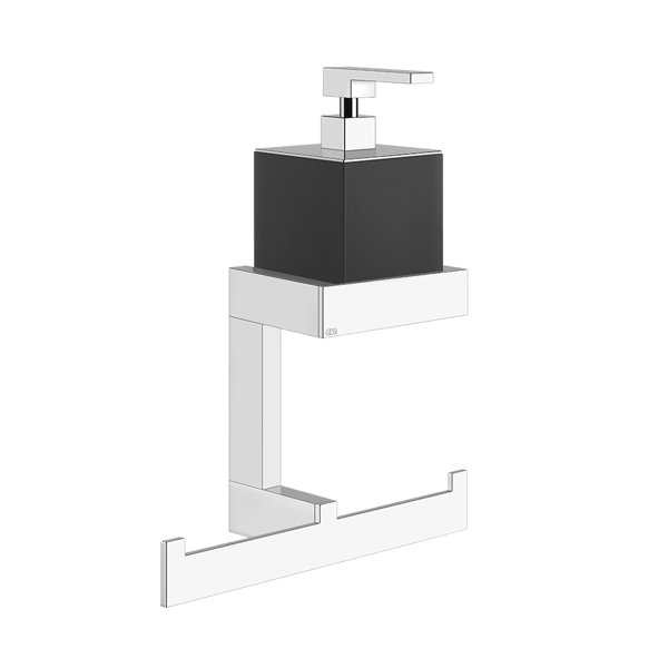 Gessi Rettangolo accessories combination with soap dispenser black and towel holder, wall mounted, 20880