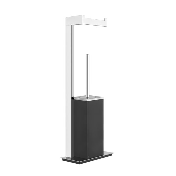 Gessi Rettangolo accessories stand combination paper roll holder and toilet brush set, container black, 20934