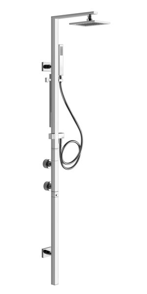 Gessi Rettangolo shower column with surface-mounted thermostat, automatic diverter, height 1773 mm, ...