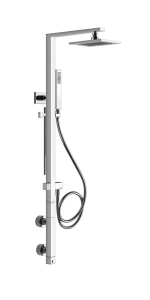 Gessi Rettangolo shower column with surface-mounted thermostat, automatic diverter, height 1180 mm, ...