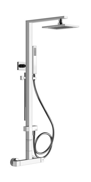 Gessi Rettangolo shower column with surface-mounted thermostat, height 1060 mm, automatic diverter, ...