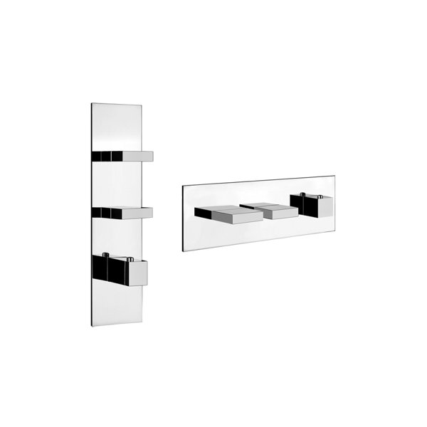 Gessi Rettangolo, ready-mounted set with 2 separate ways, one rosette, 43024