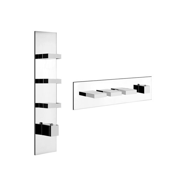 Gessi Rettangolo, ready-mounted set with 3 separate ways, one rosette, 43026