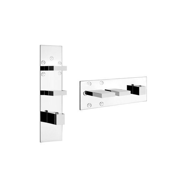 Gessi Rettangolo, ready-mounted set with 3 to 5 ways, one rosette, 43032