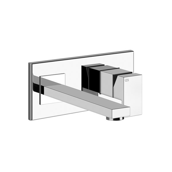 Gessi Rettangolo ready-mounted set single lever basin mixer, fixed spout left, for concealed body 44697, without pop-up waste, 44836