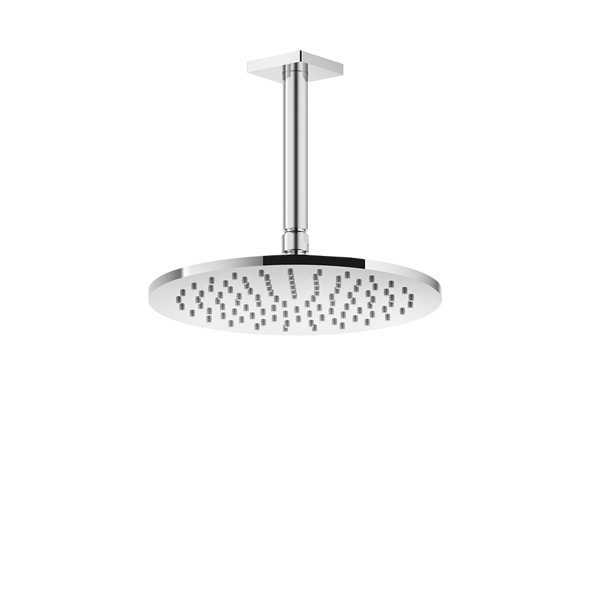 Gessi Rilievo, anti-limestone overhead shower D250 mm, with joint and ceiling pipe 261 mm, 1/2 conne...