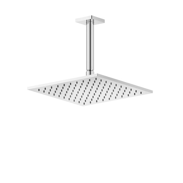 Gessi Rilievo, anti-limestone overhead shower 250x250 mm, with joint and ceiling pipe 261 mm, 1/2 connection, 59155