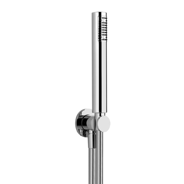 Gessi Tondo shower set round, bracket, wall connection elbow 1/2, hose 1.50m, bar hand shower, 14324