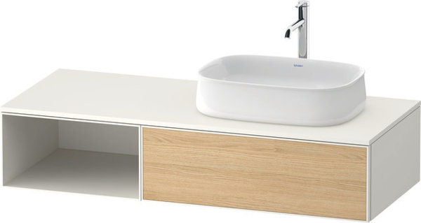 Duravit Zencha Konsolenwaschtischunterbau, 1300x550mm, 1 Auszug, 1 offenes Fach links, Ausschnitt rechts, ZE48190