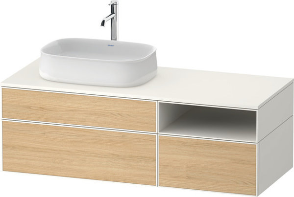 Duravit Zencha Konsolenwaschtischunterbau, 1300x550mm, 2 Auszüge, 1 Schubkasten, offenes Fach, Ausschnitt 1 links, ZE48280