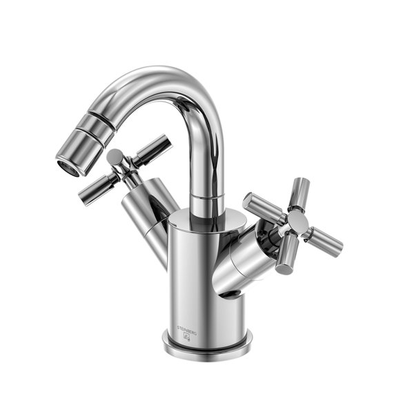 Steinberg 250 series bidet faucet, two-handle, with drain set, projection 115mm, 2501300