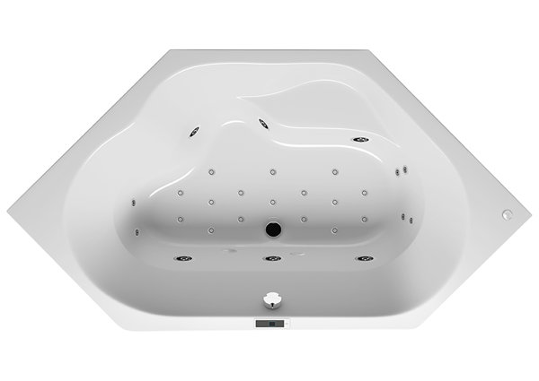 RIHO Winnipeg corner bathtub, with Bliss system, built-in, 2-seater, 145x145x47,5cm, 225 liters, white, B010008005