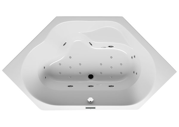 RIHO Winnipeg corner bathtub, with Joy system, built-in, 2-seater, 145x145x47,5cm, 225 liters, white, B010010005