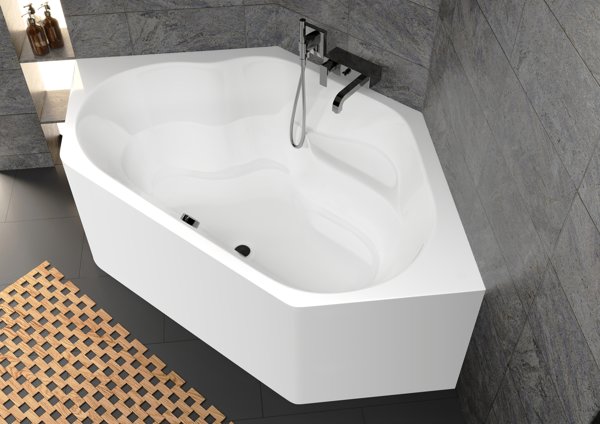 RIHO Winnipeg corner bathtub, PlugPlay variant, 2-seater, 145x145x47,5cm, 225 liters, white, B010011005