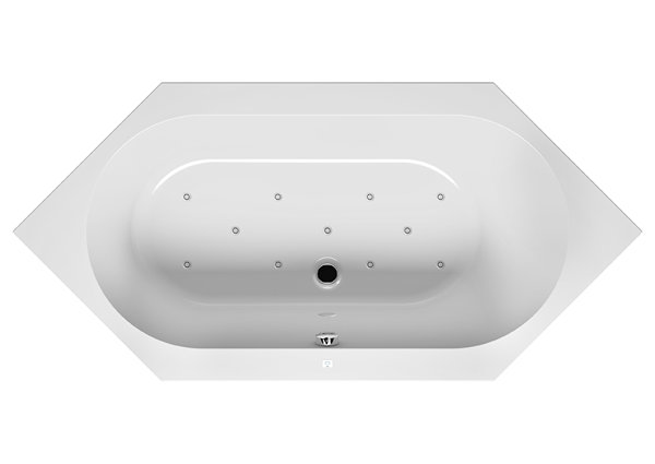 RIHO Kansas hexagonal bathtub, with air system, 2-seater, 190x90x48,5cm, 180 liters, white, B035003005