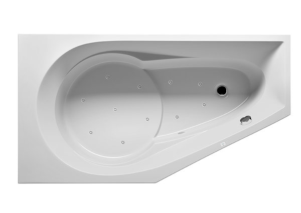 RIHO Yukon corner bathtub, with air system, built-in, 1-seater, 160x90x48cm, 175 liters, white, B00