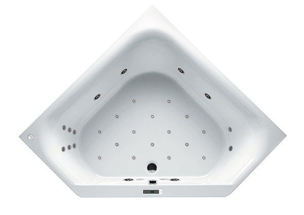 RIHO Austin corner bathtub, with Bliss system, 2-seater, 145x145x48cm, 270 liters, white, B0050