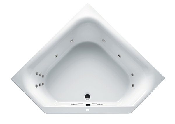 RIHO Austin corner bathtub, with flow system, 2-seater, 145x145x48cm, 270 liters, white, B0050