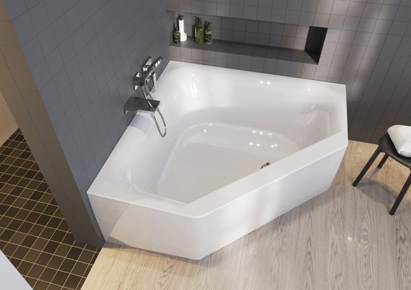 RIHO Austin corner bathtub, PlugPlay variant, 2-seater, 145x145x62cm, 270 liters, white, B005019005