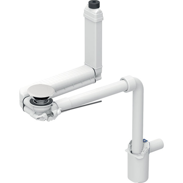 Geberit washbasin drain Clou, space-saving model, horizontal outlet, lever actuation, 152.0