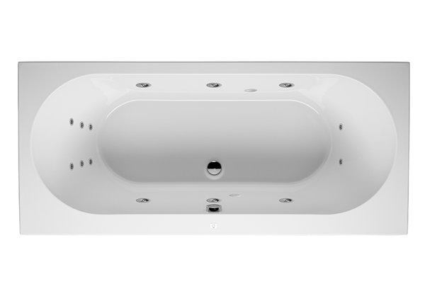 RIHO Carolina rectangular bathtub, with flow system, 1-seater, version right, white, B05