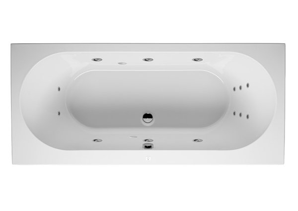 RIHO Carolina rectangular bathtub, with flow system, 1-seater, version left, white, B05