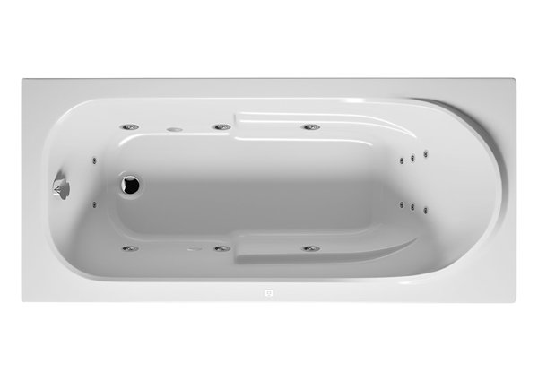 RIHO Columbia rectangular bathtub, with flow system, 1-seater, version left, white, B00