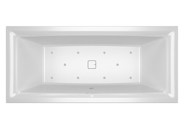 RIHO Still Square rectangular bathtub, right version, with air system, built-in, with drain/overflow...