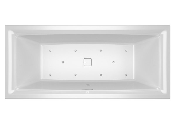 RIHO Still Square rectangular bathtub, version left, with air system, built-in, with drain/overflow ...