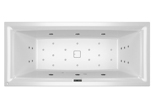 RIHO Still Square rectangular bathtub, version left, with Bliss system, built-in, with drain/overflo...