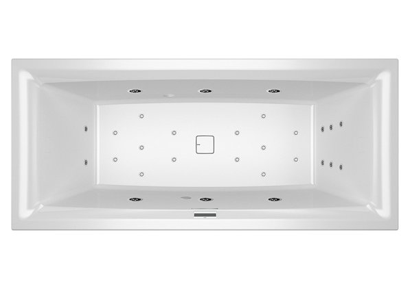 RIHO Still Square rectangular bathtub, version left, with Joy system, built-in, with drain/overflow set, 2-seater, white, B