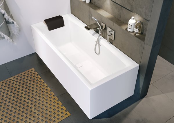 RIHO Still Square rectangular bathtub, PlugPlay variant, with drain/overflow set, 2-seater, white, B