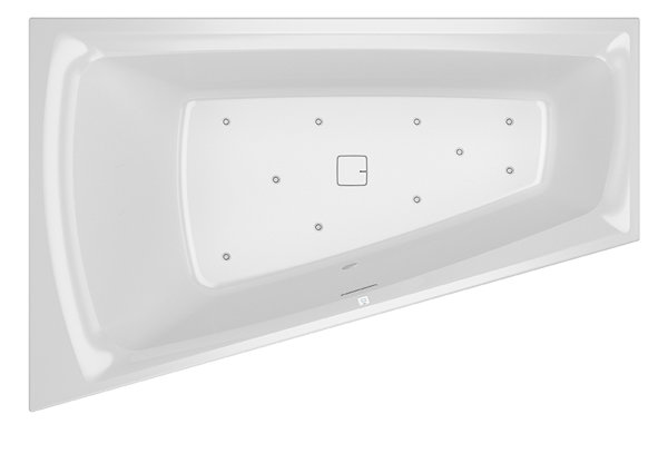 RIHO Still Smart corner bathtub, with air system, built-in, 170x110x50cm, with drain/overflow set, 240 liters, 2-seater, white, B10